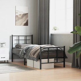 Estrutura de cama com cabeceira e pés 80x200 cm metal preto