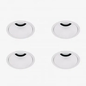 Pack De 4 Downlights Led Embutidos Com Molduras Redondas Ø8 Cm Em Alumínio Luisiana Branco & Branco Cálido 2700k & 11 W & 23º - Sklum