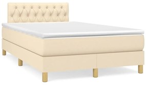 vidaXL Cama boxspring com colchão 120x190 cm tecido cor creme