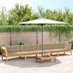 vidaXL 5 pcs móveis de paletes p/ jardim com almofadões acácia maciça