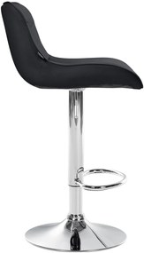 Banco alto em couro sintético com estrutura prateada 85-106 x 49 x 51 cm preto