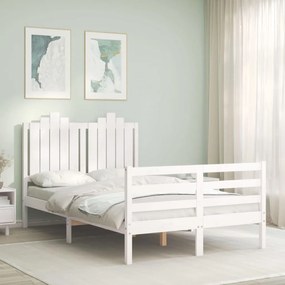 3194177 vidaXL Estrutura de cama com cabeceira 120x200cm madeira maciça branco