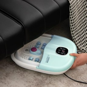 Massajador de pés com aquecedor, temperatura ajustável e controlo remoto, design dobrável azul