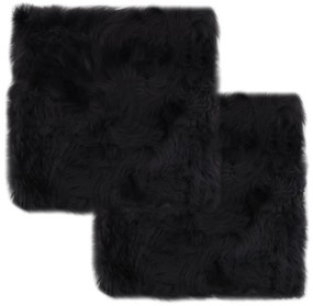Almofadas cadeira 2 pcs 40x40cm pele carneiro cinzento-escuro