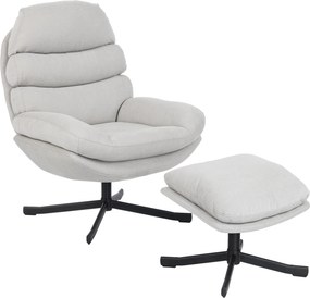 HOMCOM Poltrona Relax com Puff Poltrona Lounge em Tecido Chenille Poltrona de TV Moderna 78 x 93 x 100 cm Creme Branco | Aosom Portugal