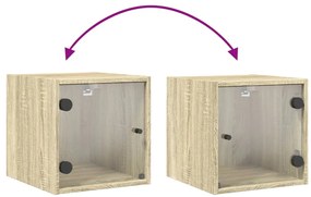 Mesa de cabeceira c/ porta de vidro 35x37x35 cm carvalho sonoma