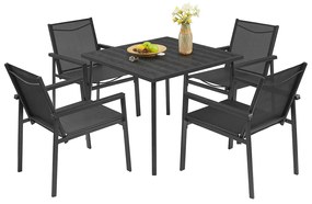 Conjunto de móveis de jardim 4 cadeiras com mesa Antracite Cinza-Preta
