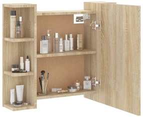 Armário espelhado com LED 70x16,5x60 cm carvalho sonoma