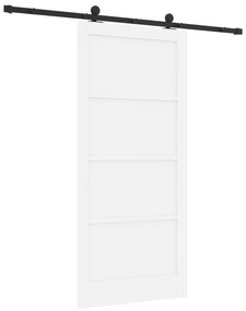 Porta Deslizante da vidaXL com Conjunto de Ferragens Brancas 93x202 cm