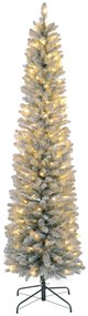 HOMCOM Árvore de Natal 210 cm Árvore de Natal Artificial Nevada com 180 Luzes LED 405 Ramos Verde e Branco
