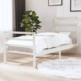 Estrutura cama solteiro 90x190 cm pinho maciço branco