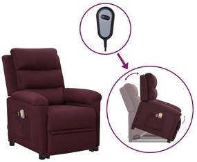 vidaXL Poltrona elevatória de massagens tecido roxo