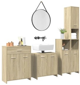 vidaXL 4 pcs conj. móveis casa banho derivados madeira carvalho sonoma