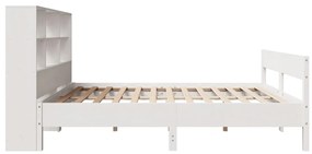 Cama com estante sem colchão 120x200 cm pinho maciço branco