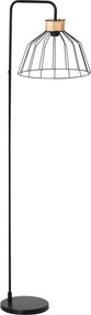 Candeeiro de pé de design elegante em metal com detalhes em rattan, ideal para casa, escritório, restaurante e café, 44 x 34 x 154 cm, preto