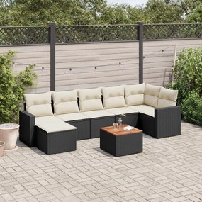 vidaXL 8 pcs conjunto sofás de jardim com almofadões vime PE preto