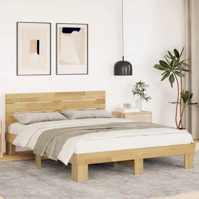 vidaXL Estrutura cama cabeceira sem colchão 140x200 cm maciça carvalho