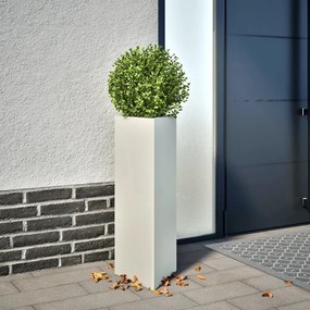 Vaso/floreira de jardim triangular 2 pcs 30x26x75 cm aço branco