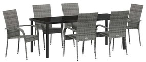 Conjunto de Jantar para Jardim 7 pcs Cinzento Standard