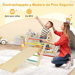Conjunto de 3 em 1 Escalada para Bebés dobrável e ajustável em altura para parque infantil com rampa de escalada deslizante triangular Multicolor