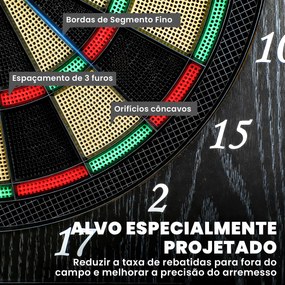 Alvo Eletrónico com 6 Dardos de Ponta Macia e 24 Pontas de Substituição 2 Ecrãs LED Avisos de Voz até 8 Jogadores com 25 Jogos