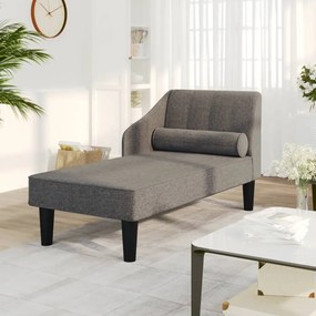 vidaXL Chaise longue com rolo tecido cinza-escuro