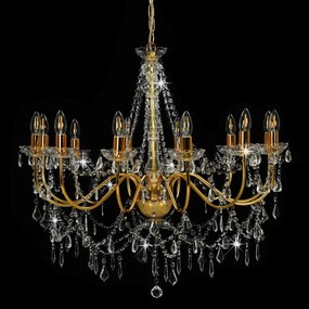 Lustre com contas lâmpadas 12 x E14 dourado