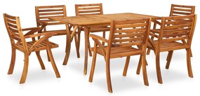vidaXL Conjunto de jantar de jardim com 7 peças, 150x90 cm, madeira de acácia maciça