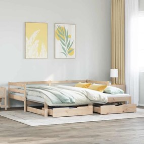 Sofá-cama com gavetas 90x200 cm madeira de pinho maciça