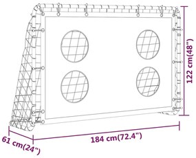 Baliza de treino para futebol com rede 184x61x122 cm aço