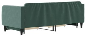 Sofá-cama c/ gavetão e gavetas 80x200cm veludo verde-escuro