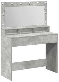 Mesa de Maquilhagem com Luzes LED Cinza Concreto 100x41x135 cm