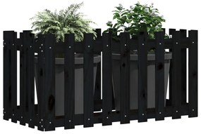 Canteiro elevado c/ design cerca 100x50x70cm pinho maciço preto