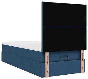 Estrutura de cama otomana com colchão 100x200cm tecido azul