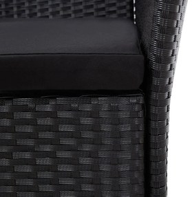 Conjunto de jantar para exterior 9 pcs vime PE preto