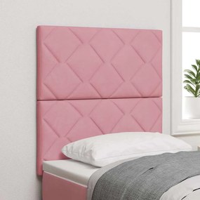 vidaXL Cabeceira de Veludo Rosa da - 80 cm com Design de Blocos de Diamante