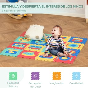 HOMCOM Tapete Puzzle para Crianças 150x150cm com 36 Peças de Espuma EVA Suave Área de 1,44m² Tapete Quebra Cabeças para Bebé Multicor