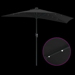 Guarda-sol de Jardim Preto 294 x 150 x 224 cm tecido