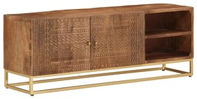 Móvel de TV 110x30x40 cm madeira de mangueira maciça e ferro
