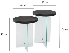 Conjunto de Mesas de Café Serenity – Antracite e Transparente – 35x51