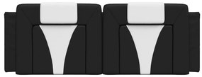 Almofadão de cabeceira 140 cm couro artificial preto e branco