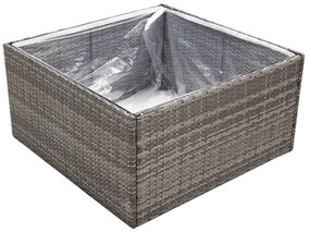 Vaso/floreira de jardim 80x80x40 cm vime PE cinzento