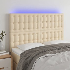 Cabeceira cama c/ LED tecido 144x5x118/128 cm crème