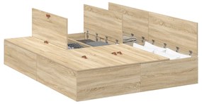 Estrutura de Cama de Armazenamento Carvalho Sonoma 140x190 cm