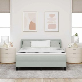 Cama Box com Colchão vidaXL Cinza Claro 140x200 cm de Veludo