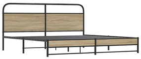 Estrutura de cama sem colchão 200x200cm metal carvalho fumado