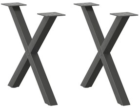 vidaXL Pés para mesa de centro em formato de X, 2 peças, antracite, 50x (42-43) cm, aço