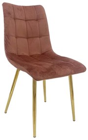 Conjunto 6 Cadeiras de Cozinha e Sala de Jantar  SHAYLA metal, tecido veludo rosa