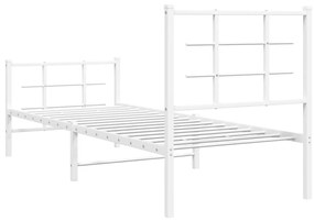 Estrutura de cama com cabeceira e pés 75x190 cm metal branco