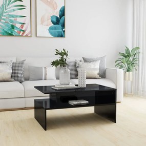 vidaXL Mesa de centro 90x60x42,5 cm contraplacado preto brilhante